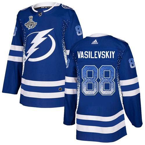 Men Adidas Tampa Bay Lightning #88 Andrei Vasilevskiy Blue Home Authentic Drift Fashion 2020 Stanley Cup Champions Stitched NHL Jersey